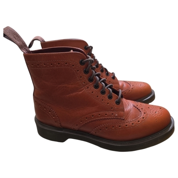 Dr. Martens Affleck Brogue Lace Up Boots English Tan Unisex 8M 9L Wingtip main image 3